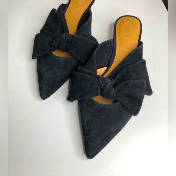 JOIE Caleah Black Suede Mule Heel Sandal Pump - Picture 2 of 10